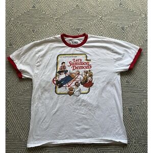 Black Matter Let's Summon Demons Ringer T-Shirt - White‎ - XL